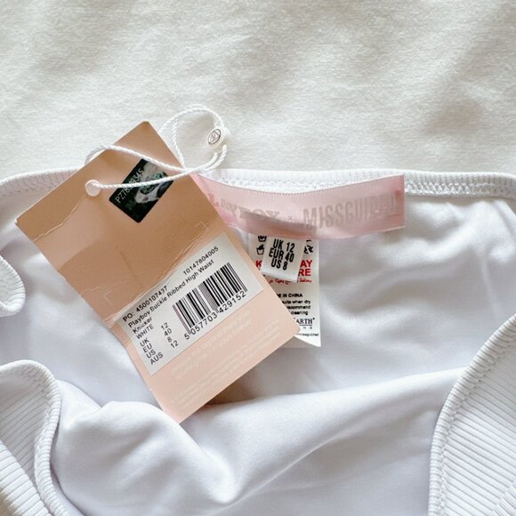 Playboy Misguided bikini bottoms Buckle Ribbed High Cheeky Waist Size 8 swimsuit - Picture 13 of 13